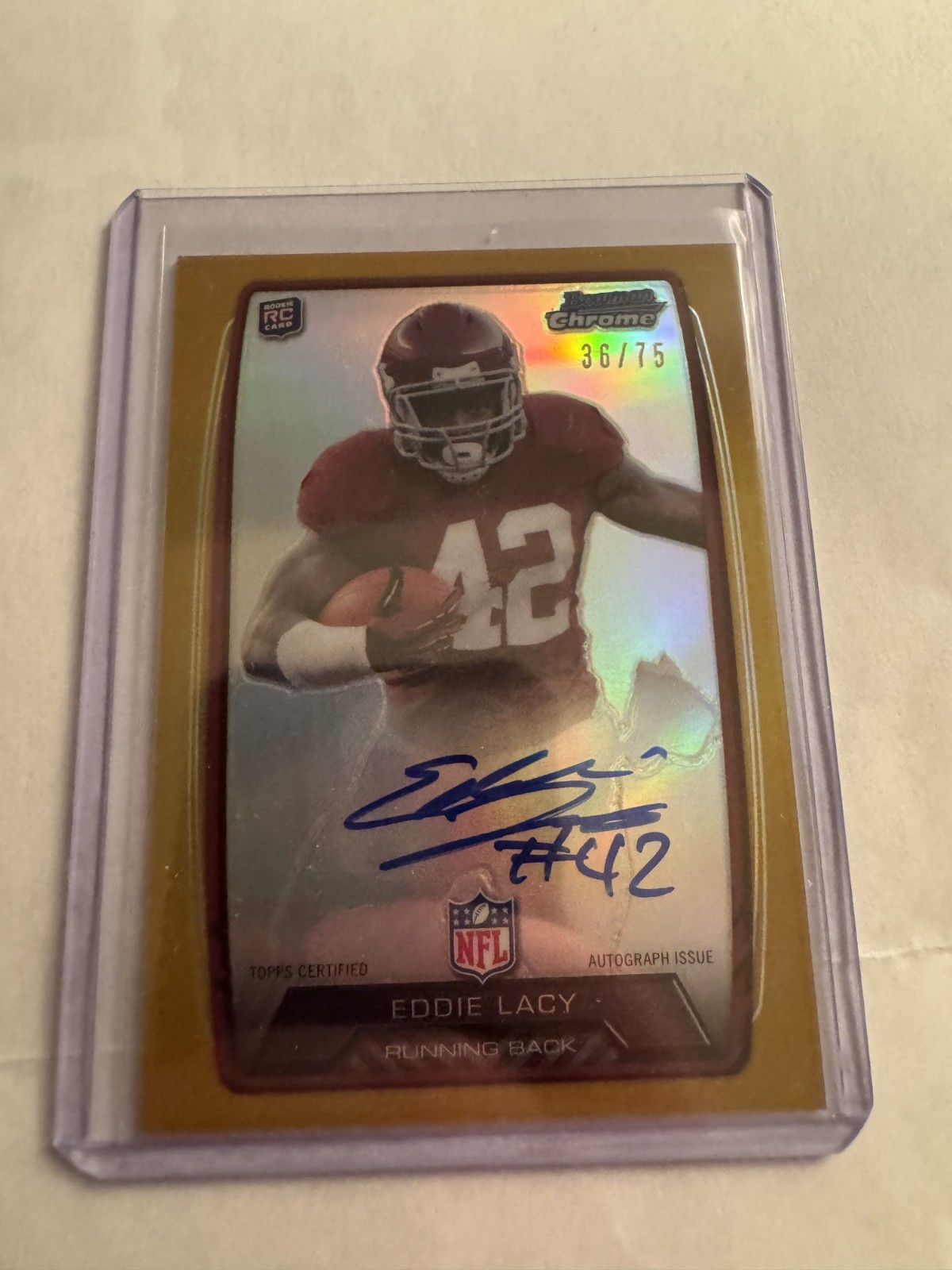 Eddie Lacy Bowman Chrome Rookie Autograph #EL Gold Refractor