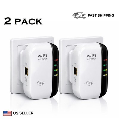 2 pack WiFi Extender Signal Booster 300Mbps Repeater WPS Ethernet 5000sqft