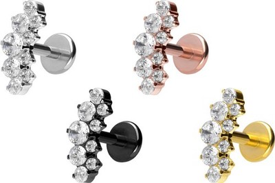 PIERCINGLINE  Piercing Stecker Titan Labret mit Push Fit KRISTALLBOGEN