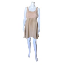 Alice + Olivia Silk Mini Dress Womens 12 Beige Sleeveless Open Back Empire Waist