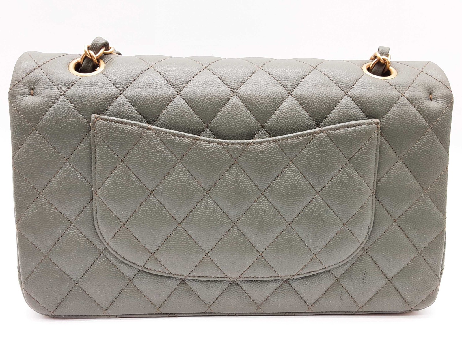 Chanel Classic Double Flap Green Quilted Caviar Leather Bag | 2018 | Entrupy Certified image 4