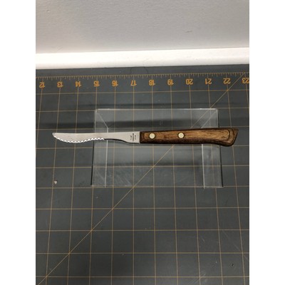 Vintage Flint Vanadium Stainless Curved Grapefruit Knife Wood Handle USA
