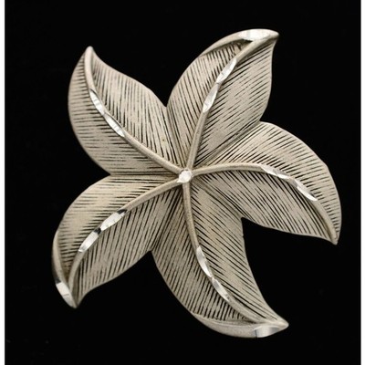 Torino Vintage Flower Pin Brooch Dark Silver Textured Heavy Signed 1980s BinAP