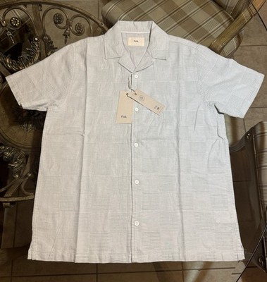 Folk Men s Sage Short-Sleeve Button-Down Camp Collar Shirt - Large - New - $181