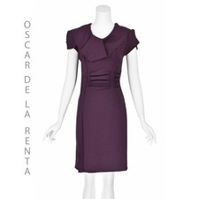 OSCAR DE LA RENTA Plum Colored Wool Knit Sheath Dress SIZE 4