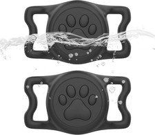 2-Pack Airtag Holder for Dog Collar, Waterproof Silicone Black Black