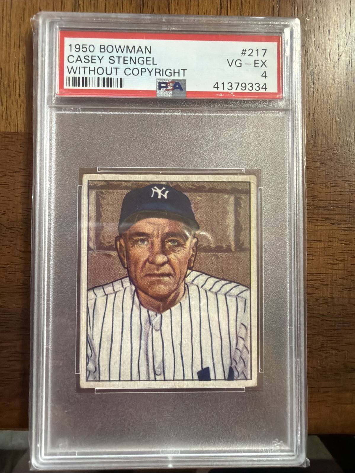 PSA 4 1950 Bowman Casey Stengel #217 No Copyright Yankees Low Pop Vintage Rare