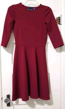 FLASH SALE!! NEW Leota High Modern STRETCHY SOFT Dress Small Wine Red 3/4 Sleeve