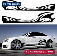 TOMALL 2Pcs 82'' Wave Flame Graphics Car Body Side Stickers Flame Racing Sports