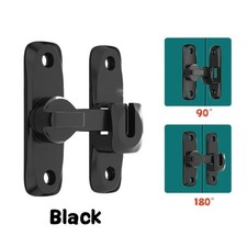 90/180 Degree Flip Door Lock Sliding Latch Anti-theft Security Gate Bolt Black
