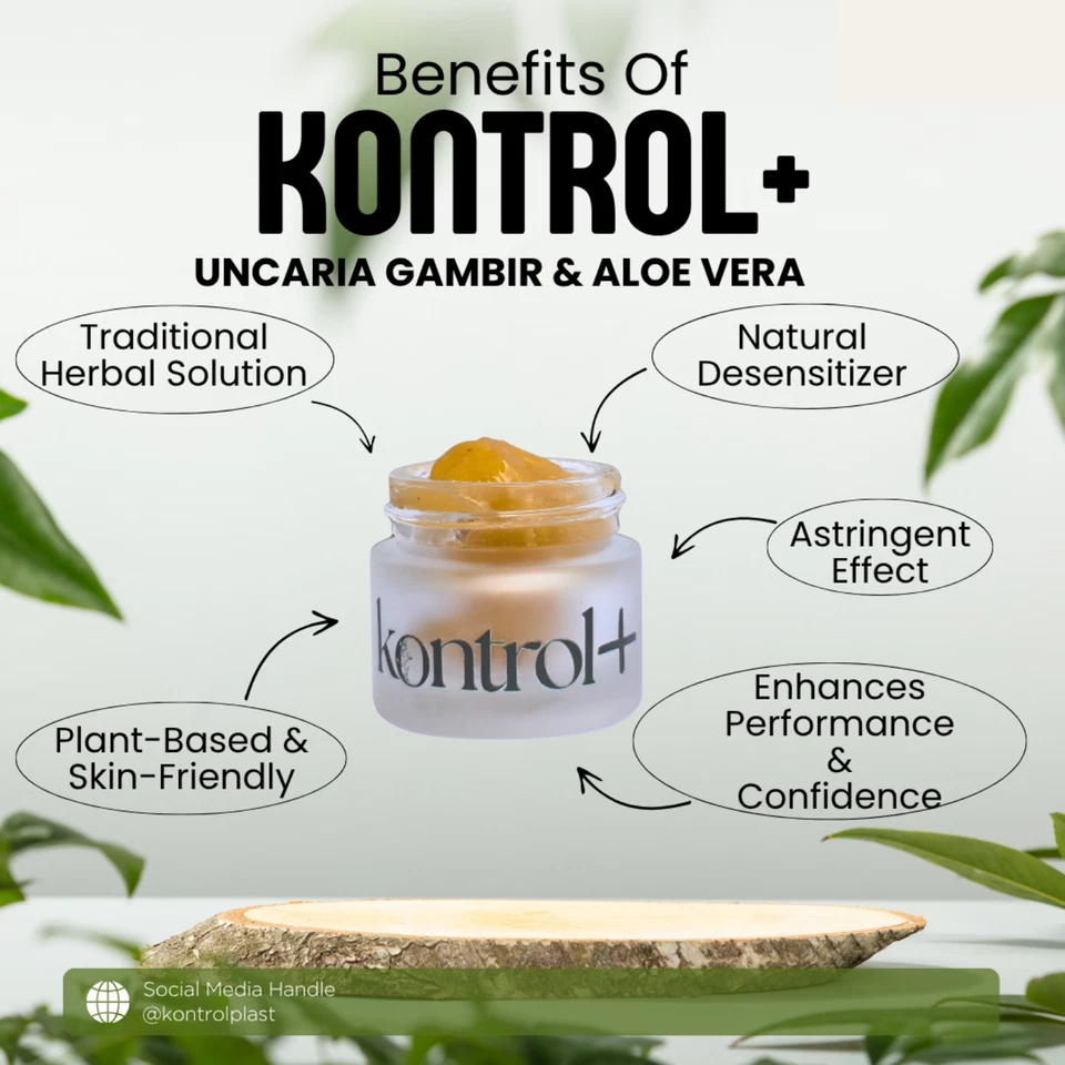 Gel de retraso para hombres Prolong Gambir Plus Aloe Vera a base de plantas Kontrol Plast 10 g X 1 Foto 2 de 4