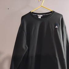 Reebok Men's Black Pullover Sweater Cotton Knit Logo Pockets Long Sleeve