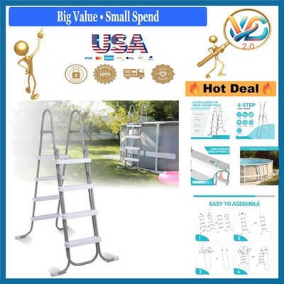 Heavy Duty 4-Step Pool Ladder for Above Ground Pools 52 Inch Wall, Gray