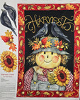 Harvest Time Fabric Panel Cute Scarecrow Sunflowers Quilt Shop Quality 36" x 44" — photo 10