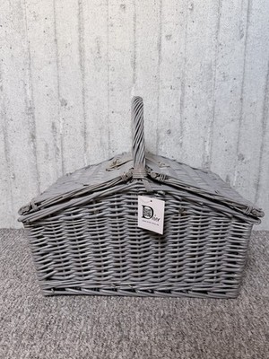 Picknickkorb Weidenkorb Grau für 4 Personen von Dvier - Neuware/Unbenutzt