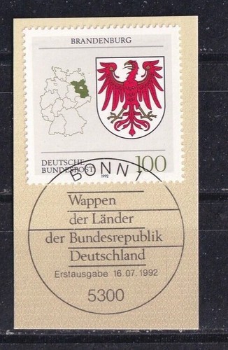 Deutschland Jahrgang 1992 Serie Wappen Landkarten BRANDENBURG Mi 1589 ESST BONN