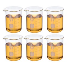 250ml Low Form Glass Beaker, 6 Pack 3.3 Borosilicate Glass Graduated Printed ...
