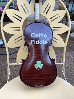 4/4 Celtic Fiddle Engraved Back Flame Maple