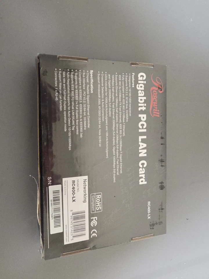 Rosewill Gigabit PCI Lan Card Networking RC400-LX  Giga-speed Sealed NOS - Image 2 of 3