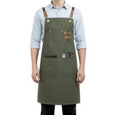 Canvas Work Apron for Men Women with 3 Pockets Heavy Duty Crossback Kitchen C...