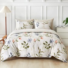 Lekesky Boho Duvet Cover Queen Size, Queen Comforter Cover White Floral Print...