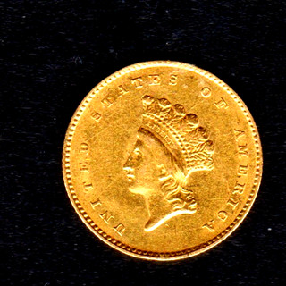 1855 $1 Gold Princess AU in Grade Early Gold 100% Orig Type 2 Absolutely Genuine