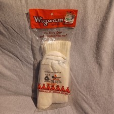 Vintage 70s Wigwam 625 Crew Socks Wool Nylon White Mens 9-11 NOS USA Foot Hugger