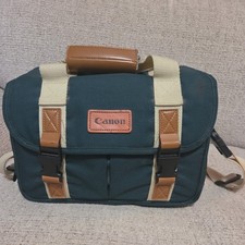 Retro Canon Camera Bag Organizer Green Pockets Shoulder Strap DSLR Carry Case