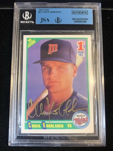 1990 Score Chuck Knoblauch Autograph Auto Signed Beckett Slabbed Authentic #672 - Picture 1 of 2