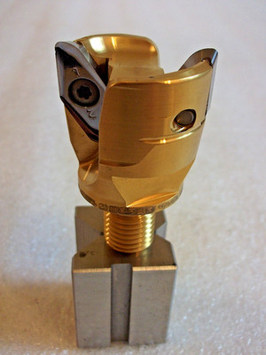 SECO 2 Flute Gold Coated Coolant Thru Indexable Carbide Screw-In Milling Head