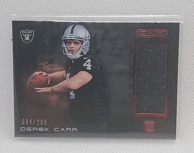 Derek Carr Panini Rookies & Stars Rookie Materials #14 Longevity Ruby