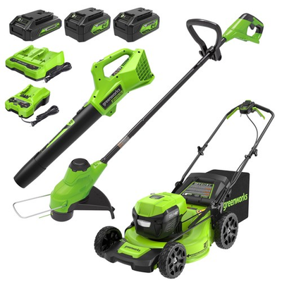 #ad #ad 21 Cordless Lawn Mower Combo Greenworks 48V 2x24V Led High Performance Yard $895.99