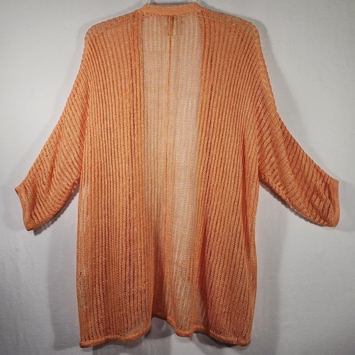 Chicos 2 pc. Open Cardigan Sweater Tank Sz 2-3 Melon Orange Loose Crochet Knit - Picture 7 of 22