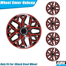 16in Black Matte Red Lacquer Wheel Covers Hub Caps For R16 Auto Tire Steel