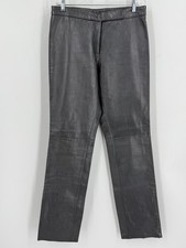 Vintage Purple Label RALPH LAUREN Gunmetal Gray/Steel Leather Pants Size 8