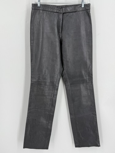 Ralph Lauren Purple Label, Vintage Purple Label RALPH LAUREN Gunmetal Gray/Steel Leather Pants Size 8
