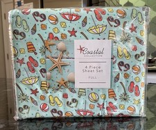 Coastal Collection 4 Piece Sheet Set Full Summertime Fun Beach Starfish Shell