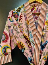 Cotton Kimono Robe Dressing Gown, Block Print Bridesmaid Robe, Summer Nightwear,