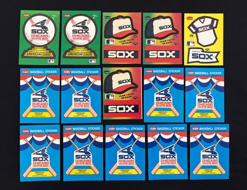 15 Vintage Chicago White Sox Fleer Baseball Sticker Cards 80's