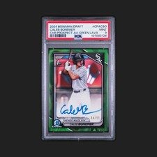 2025 Bowman Chrome Draft Prospect Auto Green Lava CPACBO Caleb Bonemer PSA 9
