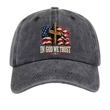 Retro Christian Cap Distressed Flag Cross Print Retro Cotton Baseball Hat Unisex
