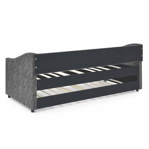 Twin Size Gray Upholstered Tufted Daybed with Trundle - Eucalyptus Wood Frame, - Picture 5 of 6