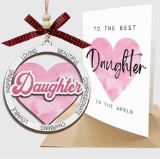 to The Best Daughter in The World Wooden Ornament with Card, Thank You