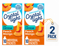 Crystal Light Peach Mango Drink Mix Caffeine Zero Sugar 10 Packets 0.7oz 2Pack