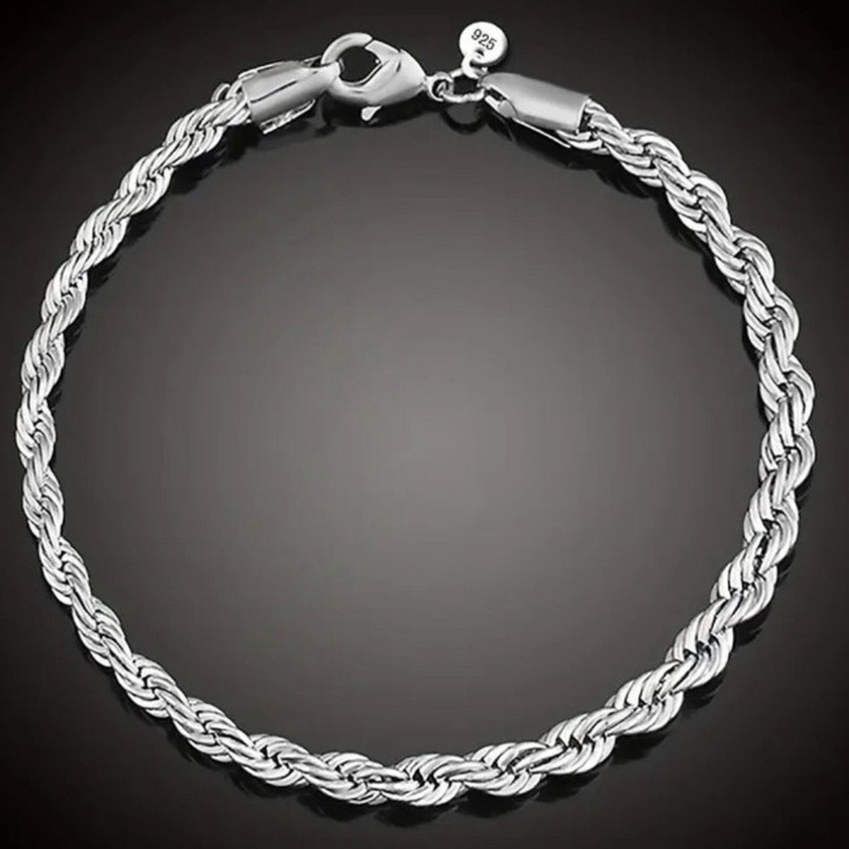 925 Sterling Silver Plated Diamond Cut Bracelet Valentines  display picture 1