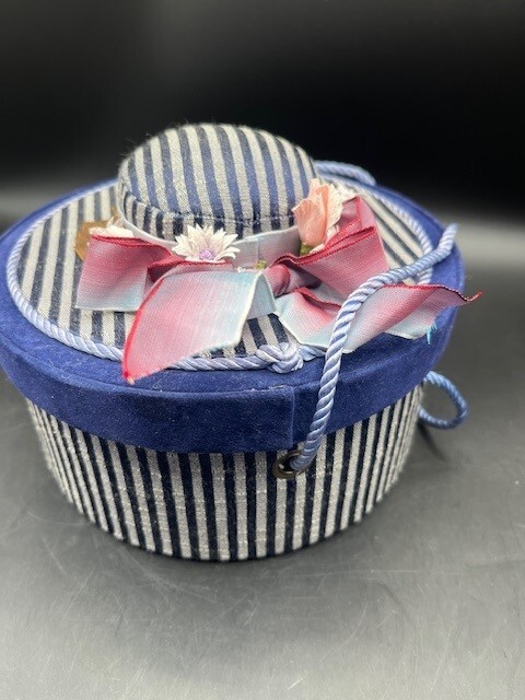 Vintage Hat Sewing Box Basket, Pin Cushion - Rare!