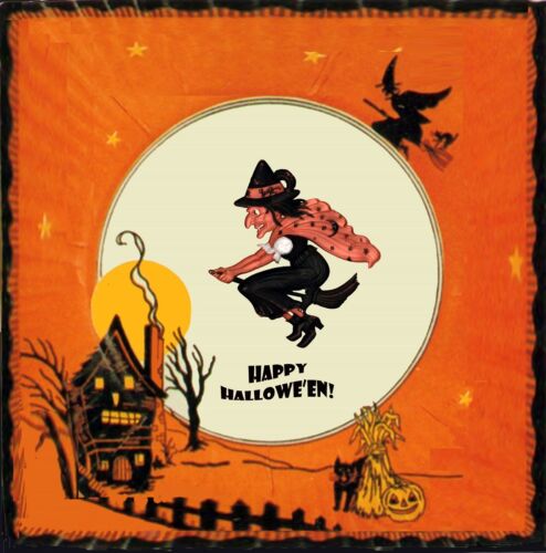 HAPPY HALLOWEEN WITCHES JOL JACK O LANTERN VINTAGE REPRODUCTION POSTER 11"X11" - 第 1/1 張圖片