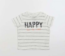 F&F Baby wei&szlig;es Baumwollmischung Polo Gr&ouml;&szlig;e 6-9 Monate Druckknopf Happy