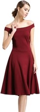 BUENOS NINOS Women's Sleeveless Pleated Swing Short Flare Party Dress Wine Red