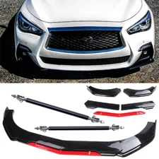 For Infiniti Q50 Front Bumper Lip Splitter Lower Spoiler Body Black+Red